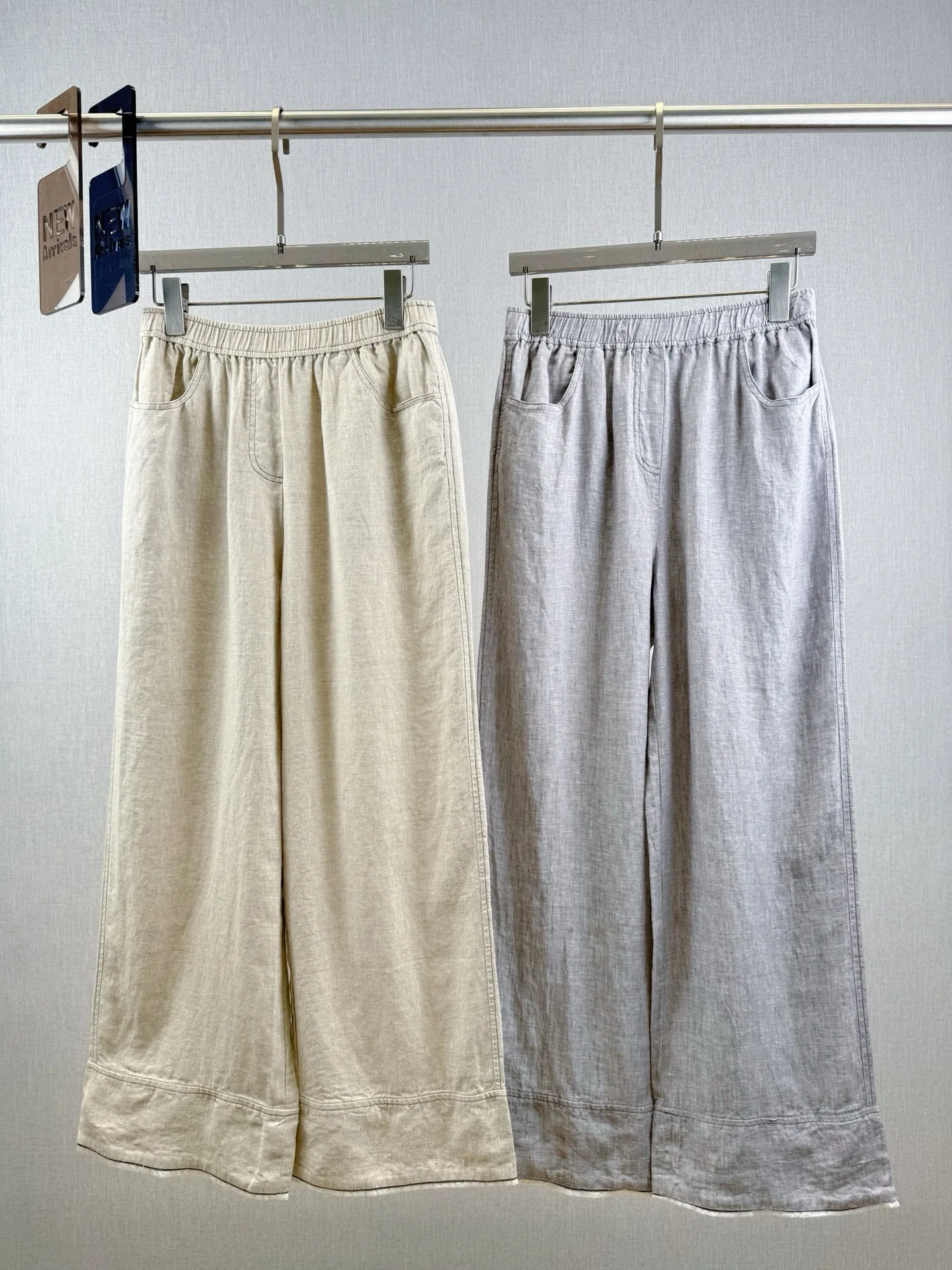 

Women's solid color 100% linen wide leg pants