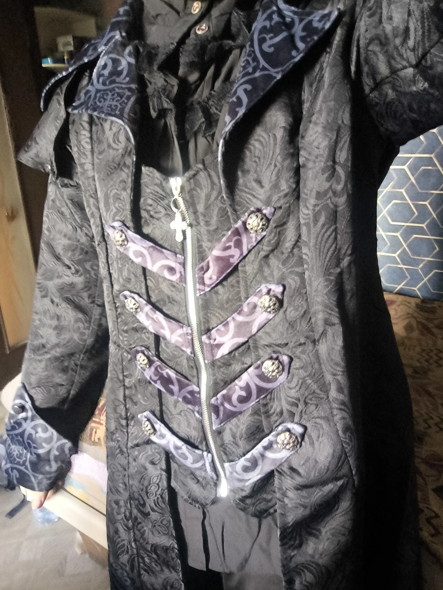 Manteau long gothique noir à manches longues pour adulte - Style victorien