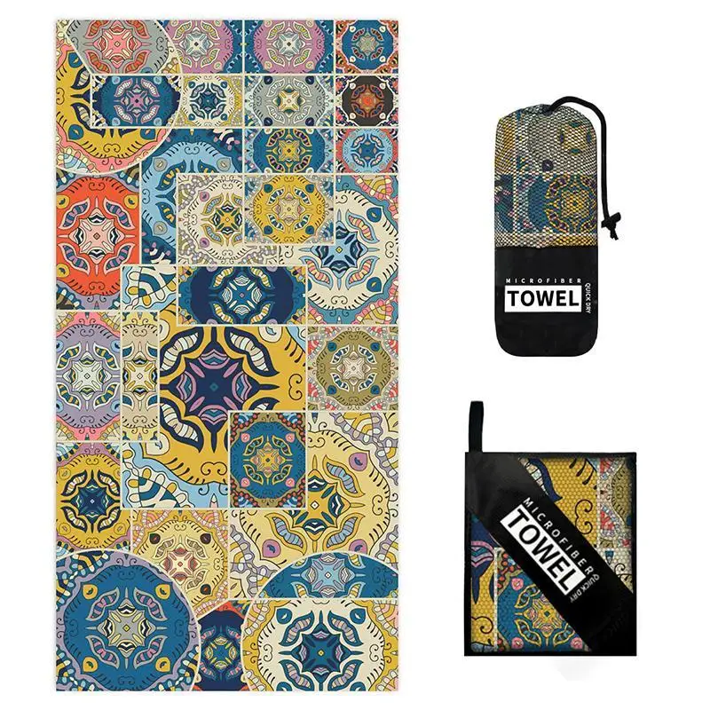 منشفة شاطئ من الألياف الدقيقة على الوجهين سريعة الجفاف بوهيمية ماندالا 80 × 160 سم لحمام السباحة واليوجا #3