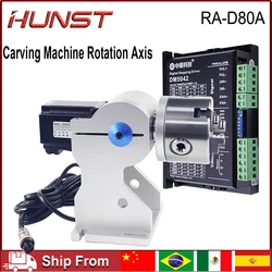 Dispositivo rotante Hunst con attacco rotante RA-D80A con tre mandrini + driver DM5042 per macchina per marcatura laser a fibra e CO2 UV