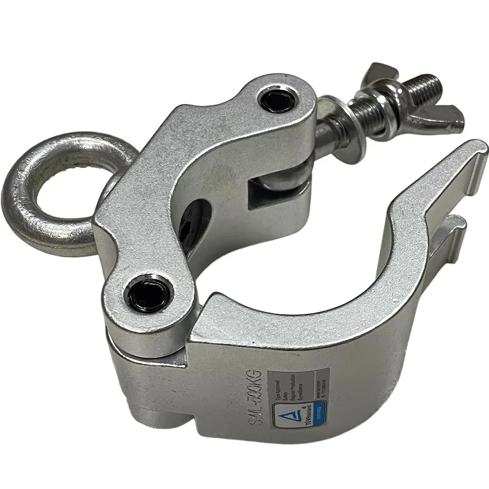 500KG Heavy‑Duty Aluminum Eye Ring Clamp, 42‑51mm OD Pipe Half Coupler Fastener Clamp for Lifting Stage Lighting Truss Rigging