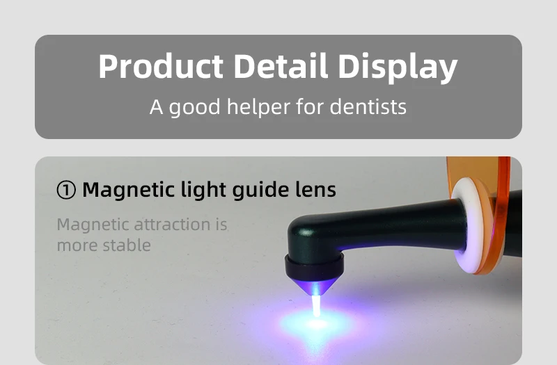 VVDental LED-Härtelampe, kabelloses Harz-Härtungslicht, 1-Sekunden-Härtung, 2500 mW/cm², 10 W, leistungsstarkes Fotopolymer-Dentalmaterial – Detail 4