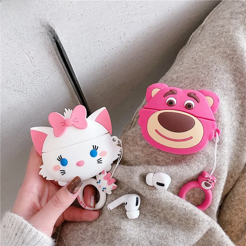 Disney Maria Lotso étui pour AirPods 1 2 Pro 3 mignon chat fraise ours Silicone sans fil Bluetooth écouteur boîte de chargement couverture