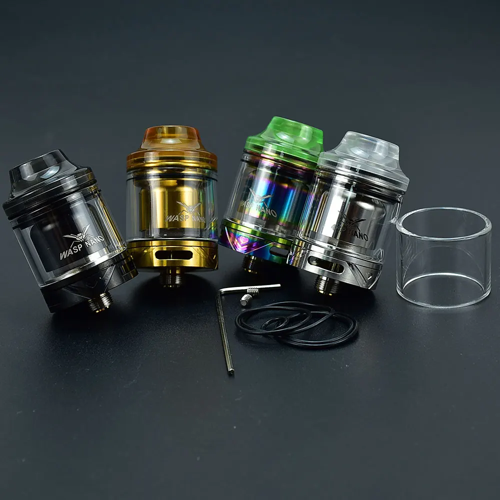 Wasp Nano RTA MTL Coil Fused Clapton 23mm Atomizer TopFilling 2ml Tank rta Atomizer vs YFTK Flash e Vapor V4.5S+ RTA