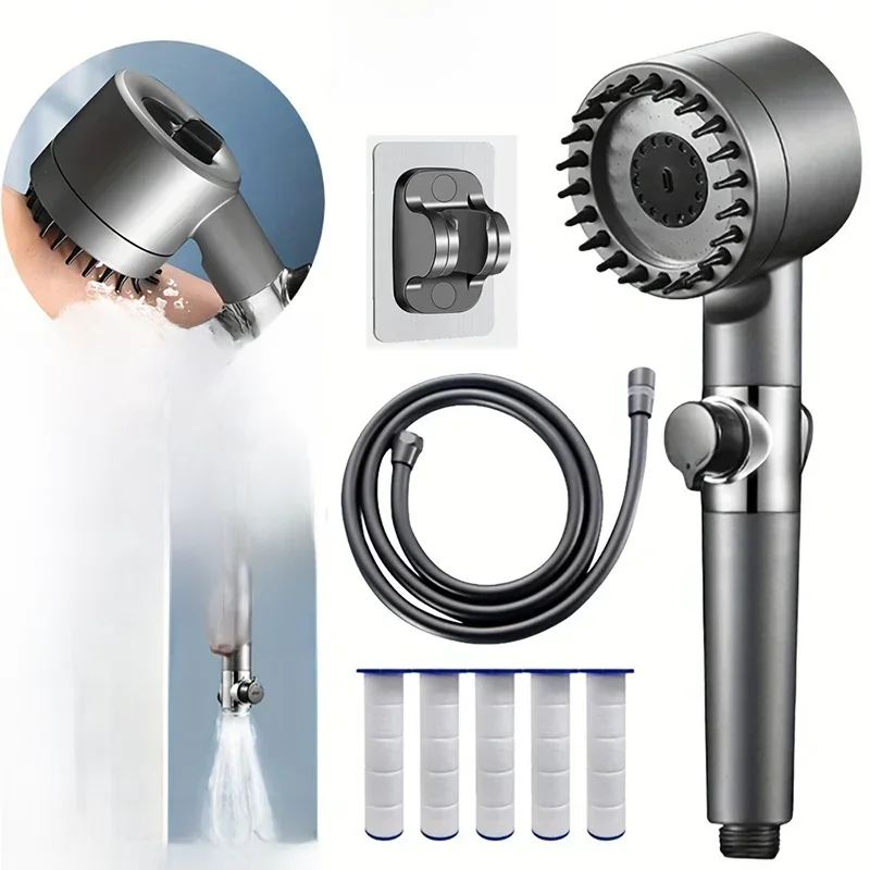 Pommeau de douche haute pression, 4 Modes, arrêt à une touche, Massage de l'eau, pomme de douche avec élément filtrant, accessoires de salle de bains