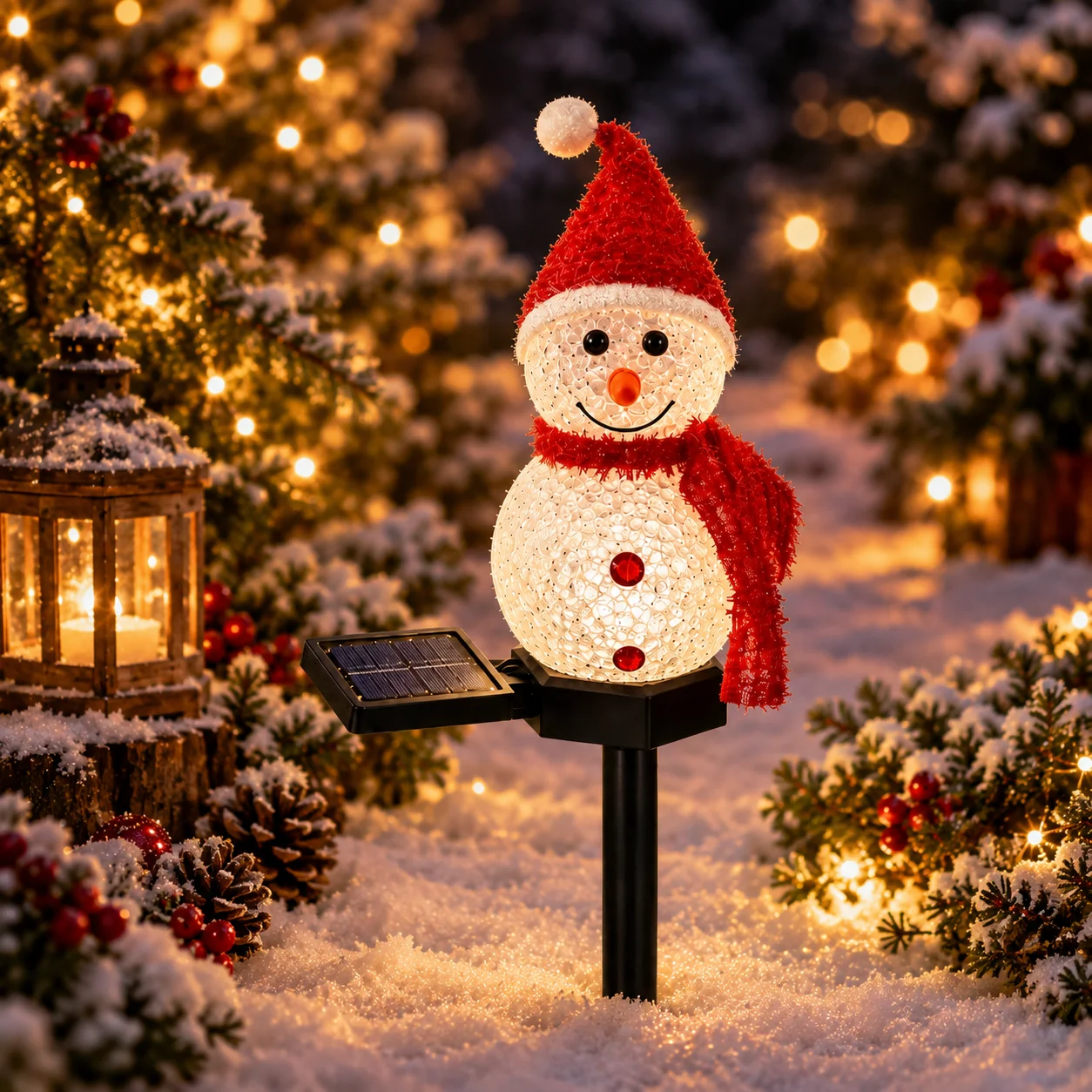 Solar Snowman Garden Stake Lights LED Christmas Outdoor Decorations for Yard Lawn Pathway Patio Holiday Decor