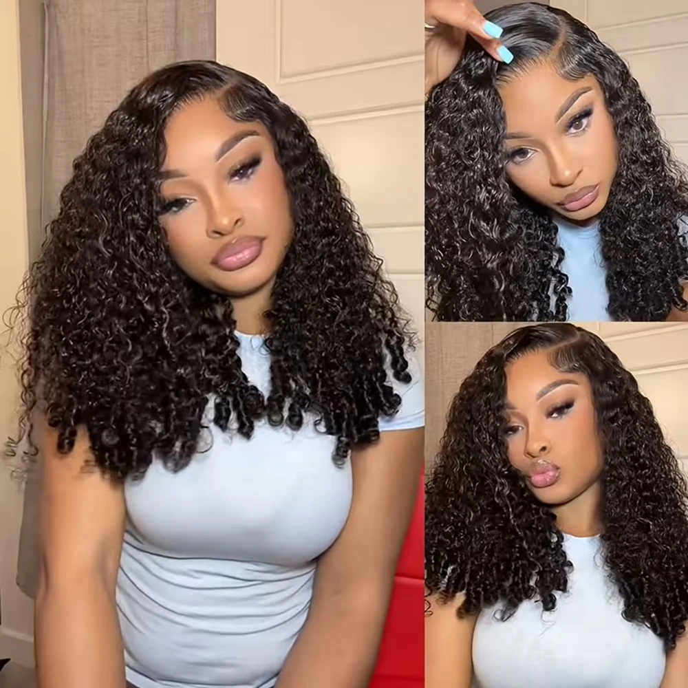 13x4 Burmese Curly Human Hair Wigs  250% Density Brazilian Human Hair Natural Black HD Transparent Lace 24 26 28 Inch Pre-Plucked With Baby Curly Wigs For Women 3 Days Fast Delivery
