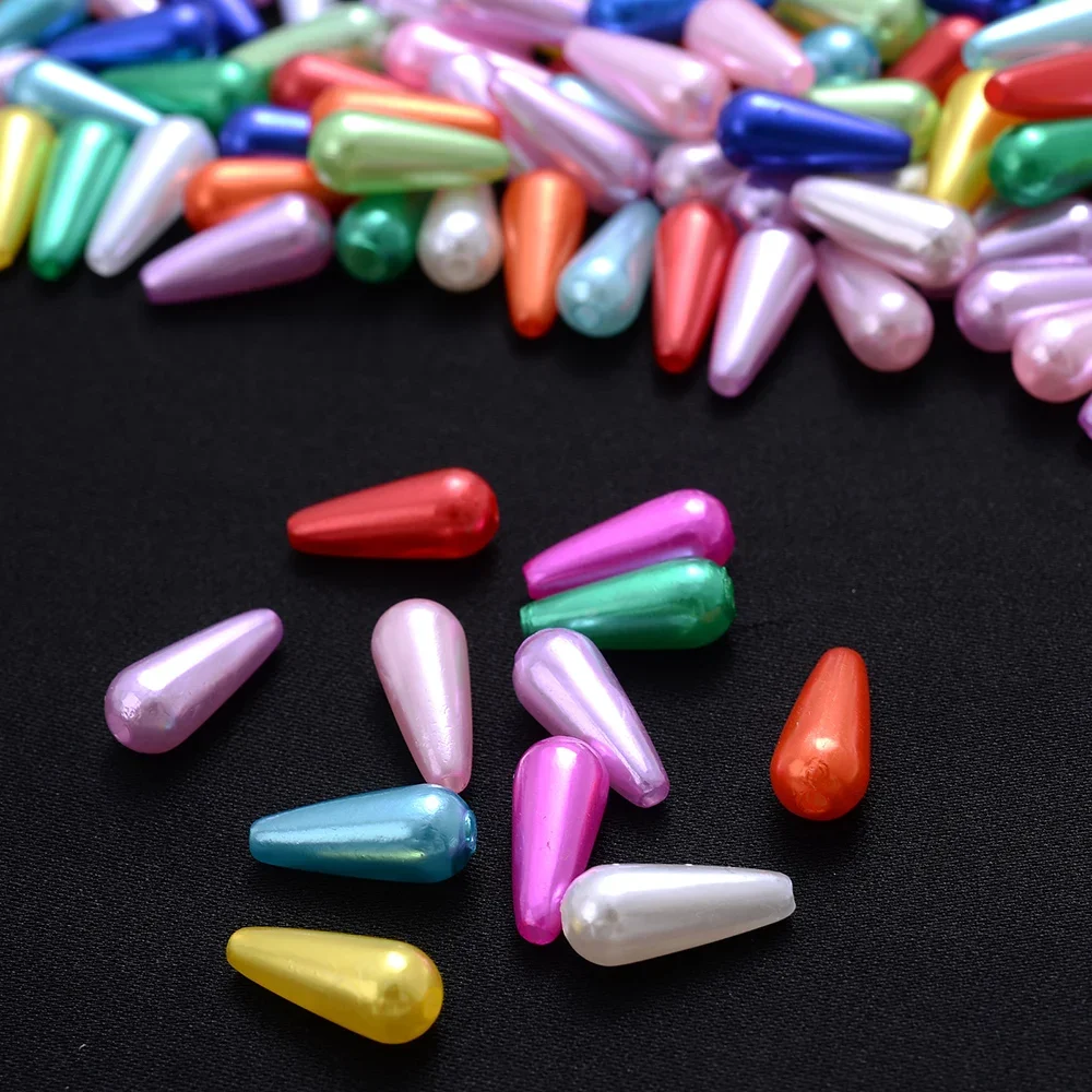 50-100 pièces/lot de perles d'imitation blanches, 10/14/15mm, perles d'espacement en forme de goutte d'eau en acrylique pour la fabrication de bijoux, accessoires artisanaux de bracelets