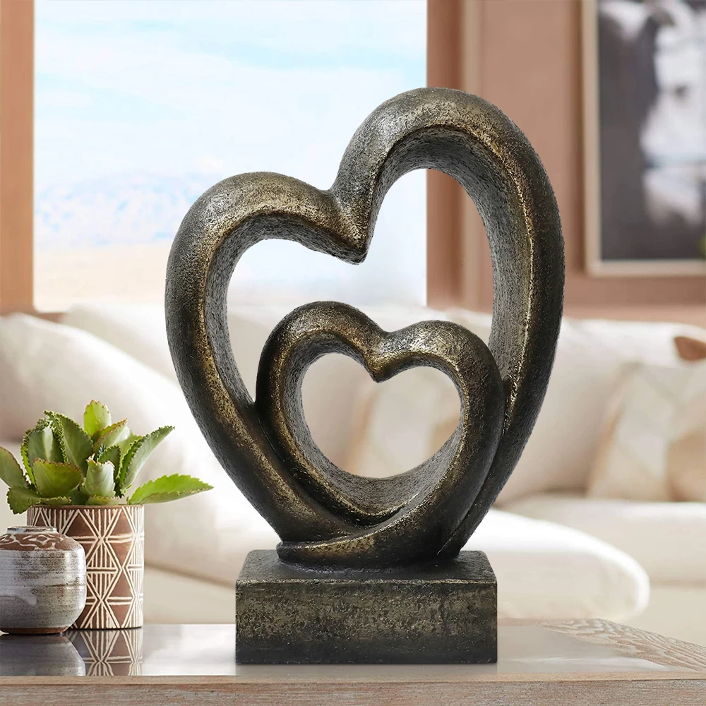 Heart Statue Decoration, Heart Sculpture Wedding Decoration Home Living Room Bookshelf Coffee Table, Office Desk Decor(13.78''H)