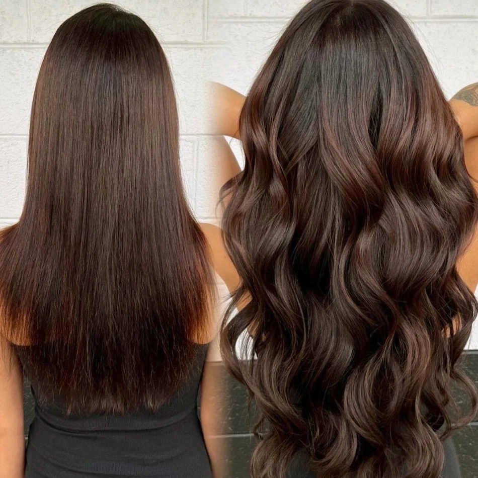 클립인 헤어 익스텐션 하이라이트 컬러 # 4/27 브라질 스트레이트 리얼 인모 헤어 익스텐션 클립 16-26인치 내추럴 컬러