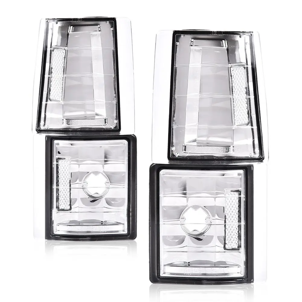4-Piece Set of Front Transparent Corner Lights and Side Marker Lights Suitable for 1994-1999 Chevrolet Ck C10 1500 2500, Chrome Casing, Dot Certified, Waterproof