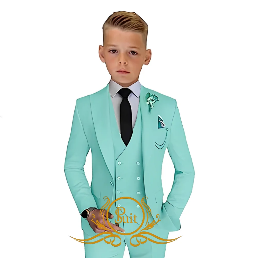 

Formal Boys Suit 3 Pieces Jacket Vest Pants Classic Wedding Tuxedo Slim Fit Kids Outfits for Prom Party