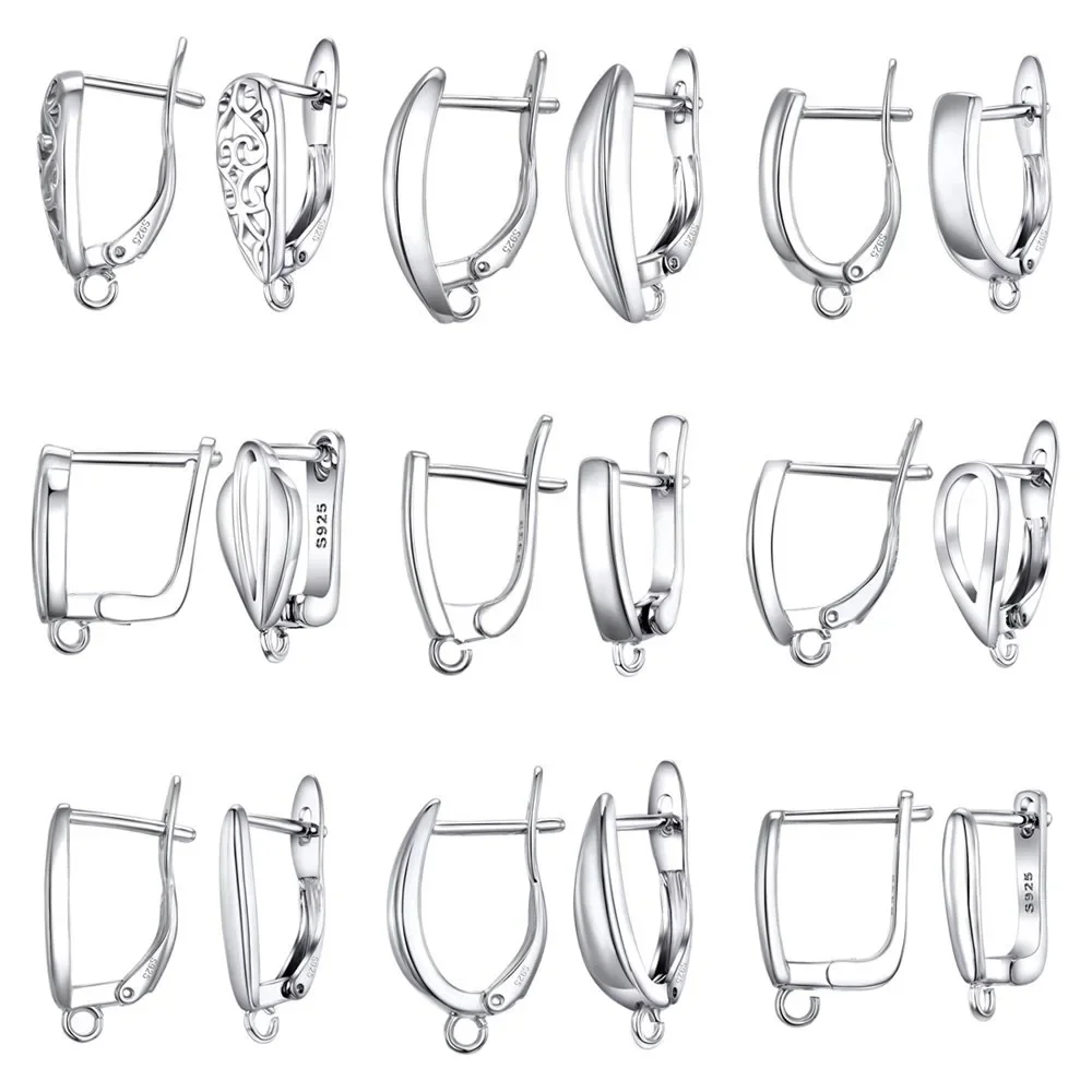 Hollow Design 925 Sterling Silver Ear Hooks zatrzaski biżuteria ustalenia kolczyki dla kobiet geometryczne akcesoria DIY Earwire — zdjęcie 2