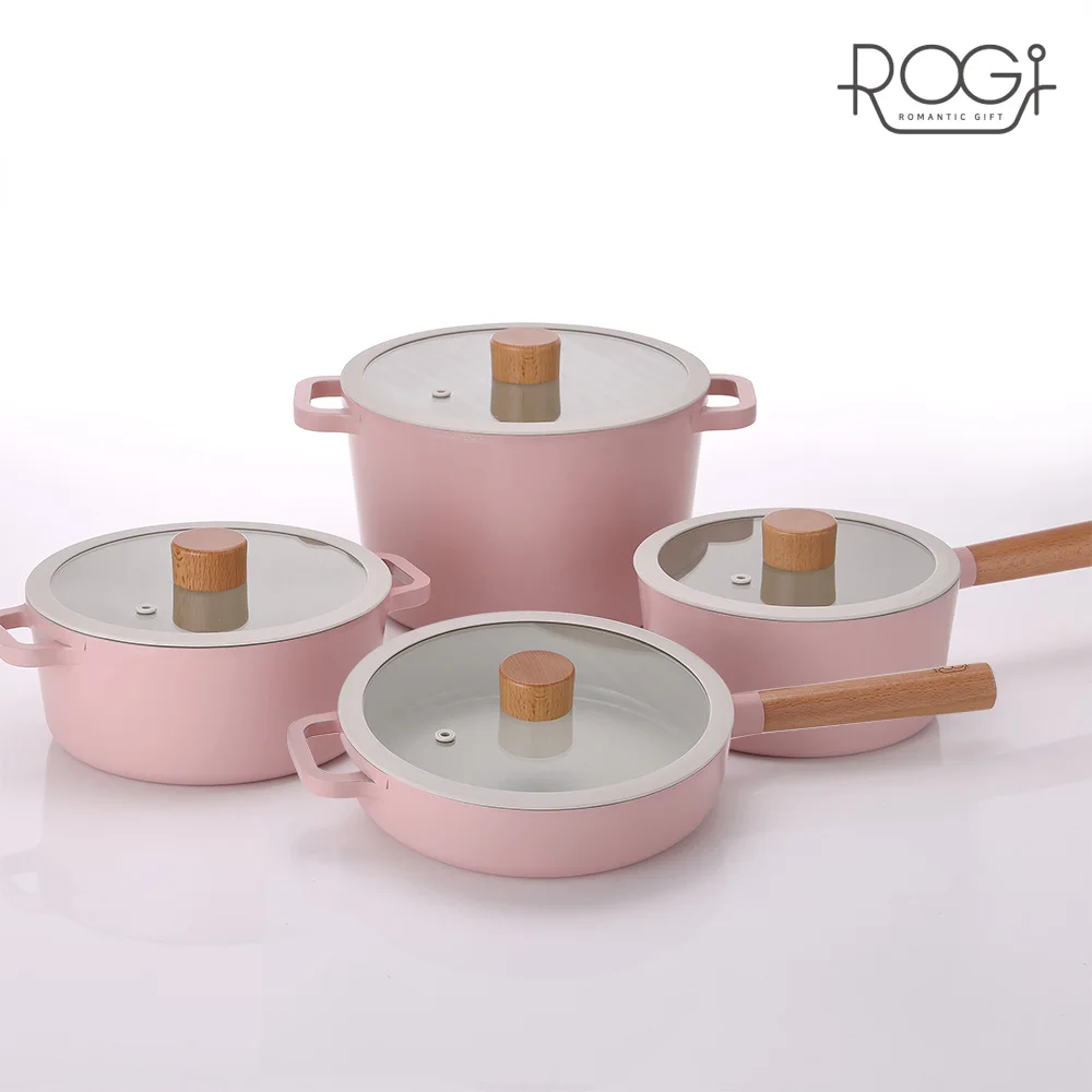 Rogi Colo IH Rosha 4-Piece Set C Ramen Pot Induction Small Pot Kitchenware Cookware Pot Set Stockpot for Bone Broth