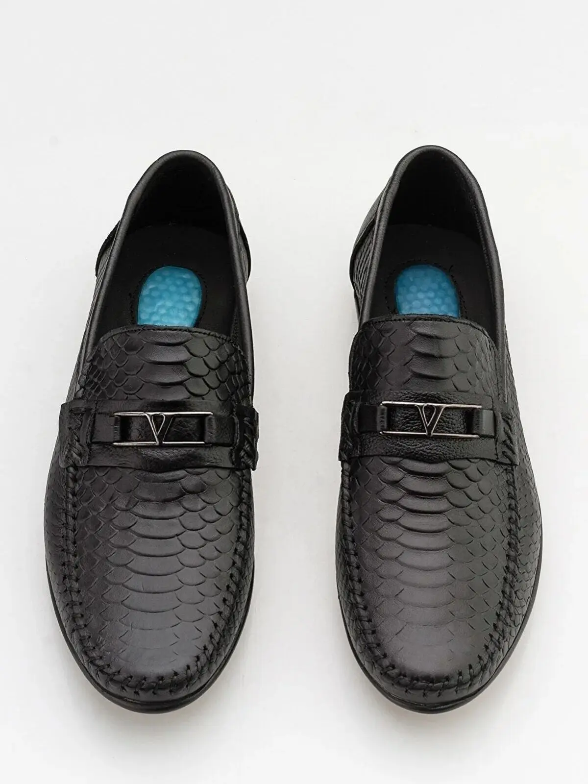 Men's Genuine Leather Loafer In -Skin Gel Black Sole Shoes Comfortable Dail Orthopedic 4 Seasons Flexible Stylish