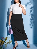 Spring and summer new plus size women's fashion temperament wind slit design solid color half-body skirt