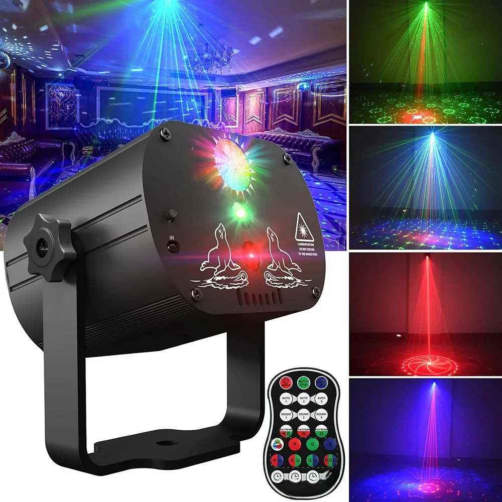 60 Muster Mini DJ Disco Licht Party Bühne Lichteffekt Sprach steuerung USB Laser Projektor Strobe