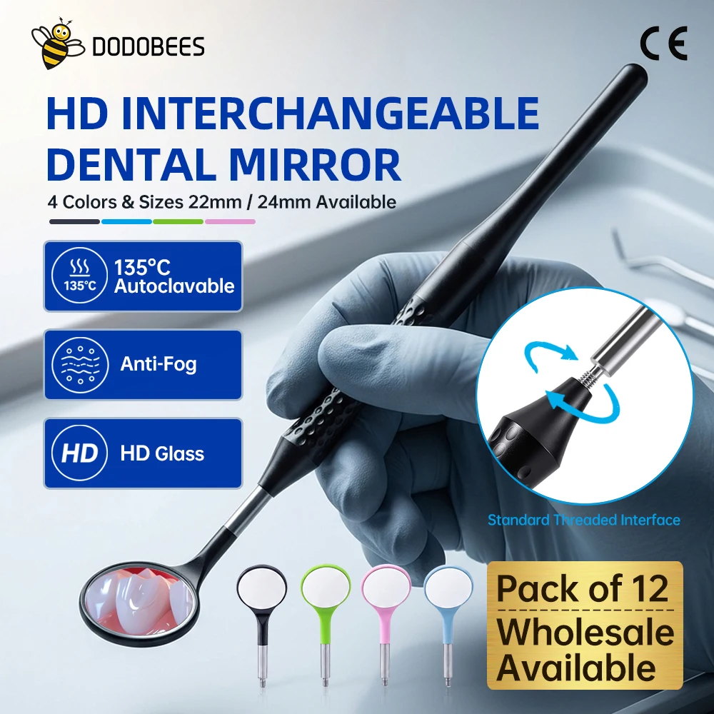 12 Espejos Dentales Antiempañamiento con Superficie Ultra Clara y Reflectante, Mango de Acero Inoxidable, Autoclavables, Herramientas de Reemplazo para Exámenes