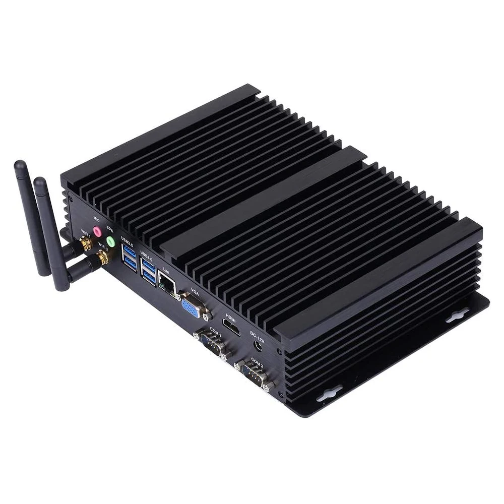 Partaker fanless mini pc windows 10 intel core i3 7100u 7110u fanless computador industrial hdmi vga linux desktop pc 2 * rs232 com