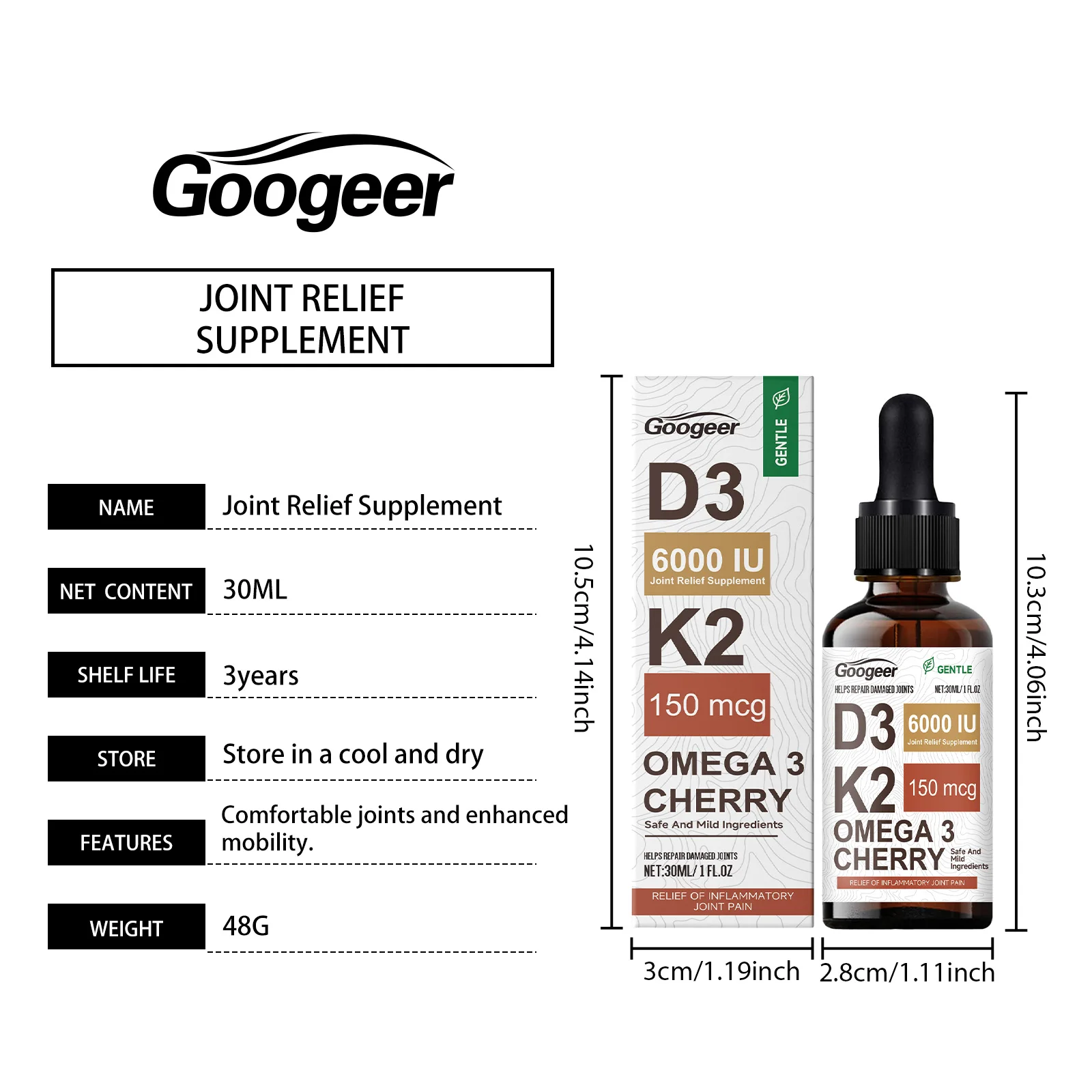 30ml グーガー関節修復強化経口液 関節緩和 栄養補給 天然植物 ボディセラピー液