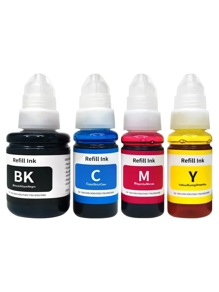 Kits de Refil de Tinta GI190 GI490 GI590 GI990 Compatíveis com Canon G1400 G2400 G3400 G1100 G2100 G3100
