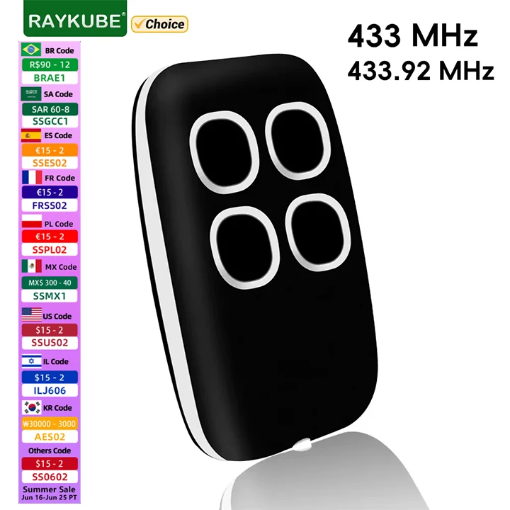 Universal 433MHz 433.92MHz Remote Control Duplicator Key Fob Command Hand Transmitter Clone Code Grabber For Garage Door Gate