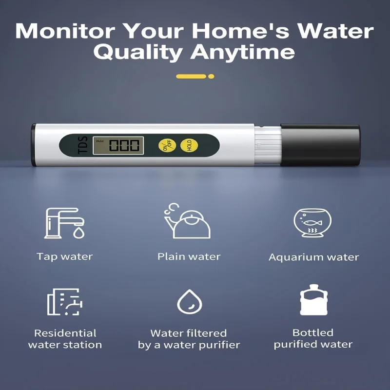 TDS Meter Digital Water Tester, TDS professionale 3 in 1, misuratore di temperatura e EC, misuratore 0-9990ppm, misuratore di PPM ideale accurato