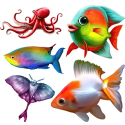 Three Ratels CF604 cute Colorful ocean fish cartoon sticker for home decoration Toilet Decal