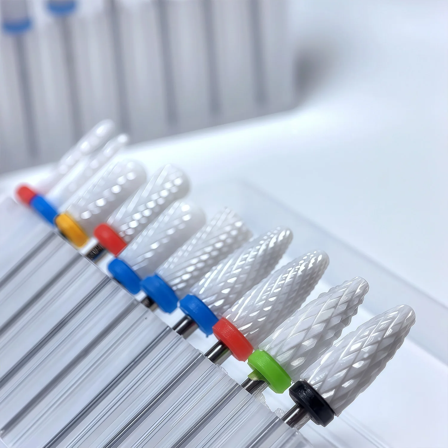 10pcs Ceramic Nail Grinding Head Set Manicure Pedicure Dead Skin Removal Polishing Open Pocket Pre-Treatment Nail Drill Bits