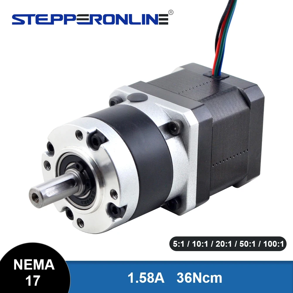 STEPPERONLINE Nema 17 Stepper Motor 0.36N.m Precision Planetary Gearbox Motor Nema17 Ratio 5:1/10:1/20:1/50:1/100:1 CNC