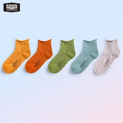 52025 Roll-Top Cotton Ankle Women Socks Women's Mid Tube Curling Socks with Non-Binding Top Trendy Comfortable Sweet Girl Socks