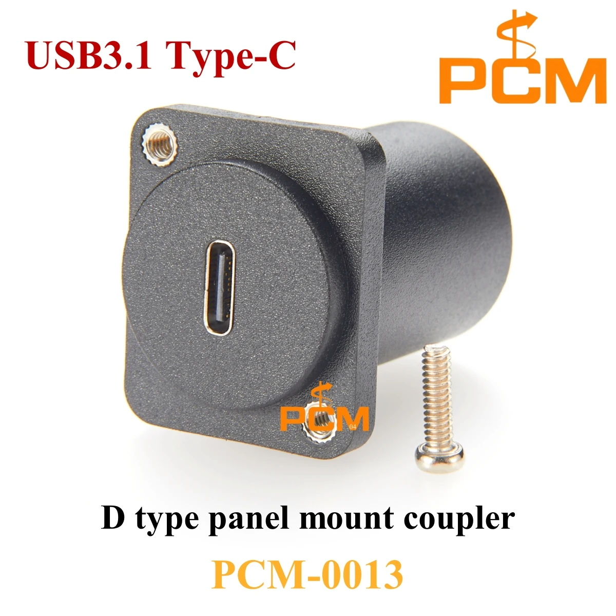 USB3.1 Type-C D type panel mount Square shell,USB-C female to female passthrough connector for bulkhead and chassis