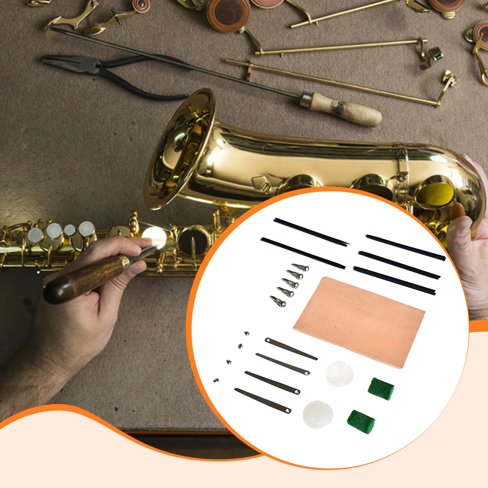 Saxophone Repair Kit Saxophone Felt Pads Screws Sound Hole Pad Rollers Adjustable DIY Felt Columns Musical Instrument Parts