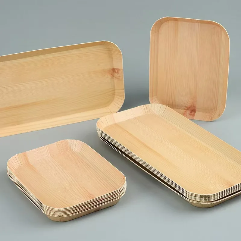 Glasses for Desserts Disposable Plates Vegetable Plates Wood Grain Paper Cake Dish Disposable Dishes Disposable paper tray