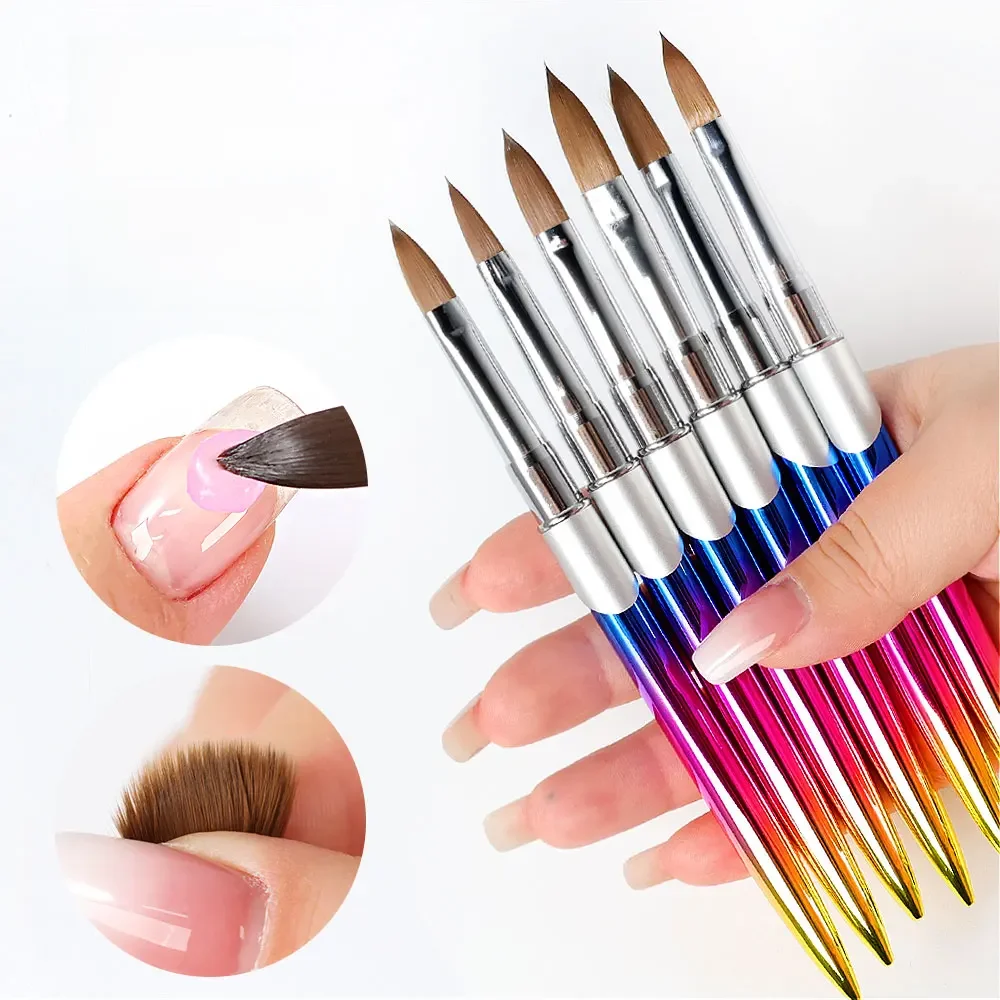 Kolinsky brosse à ongles pour manucure Gel brosse pour ongles Art brosse 3D acrylique liquide poudre sculpture Gel brosse Liner dessin stylo