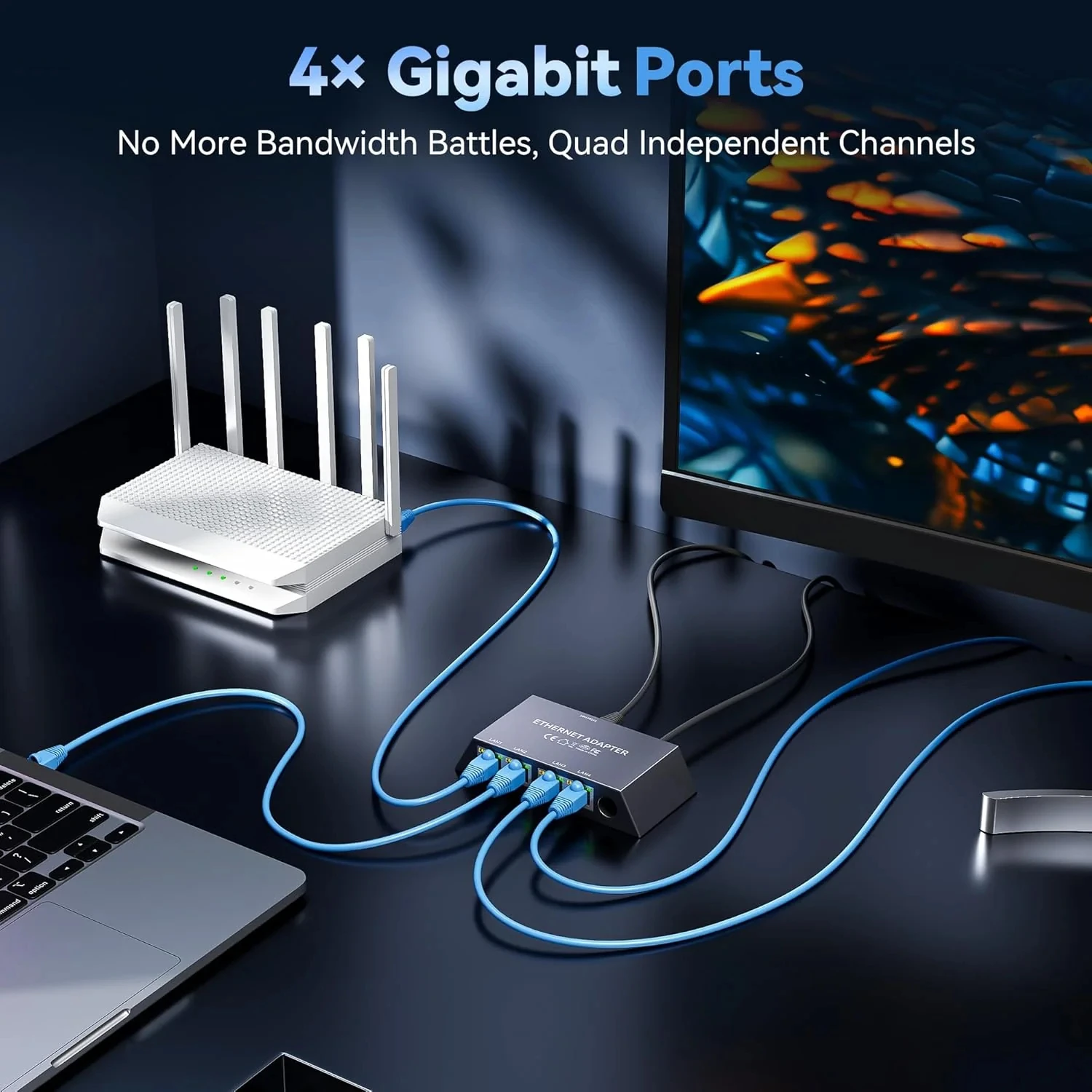 Multi Ports Ethernet Adapter for Starlink Gen 3/Mini for Wired External Network 4 Ports for Starlink Ethernet Adapter 1 to 4