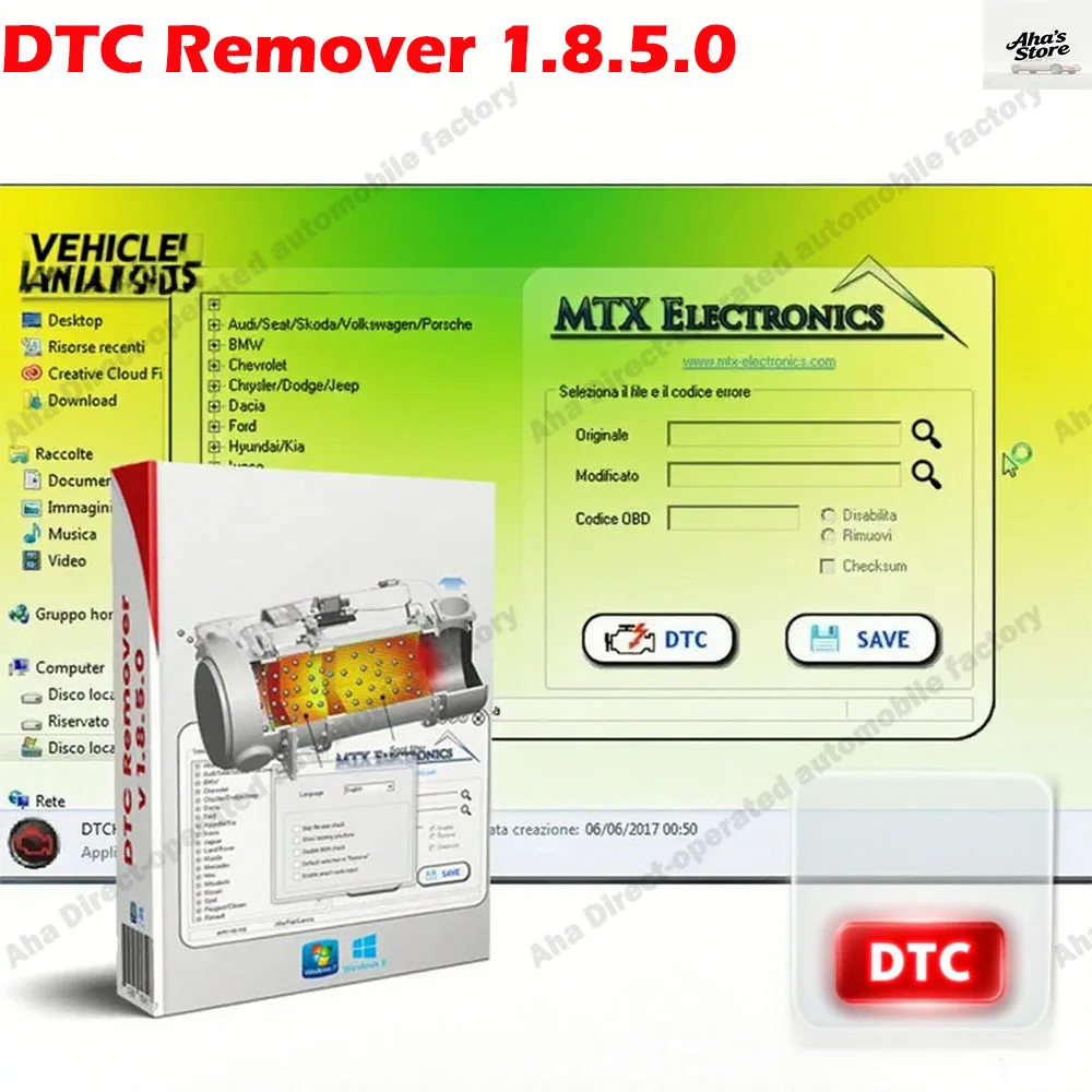 DTC Remover 1.8.5.0 Aksesoris Mobil Untuk KESS KTAG FGTECH Perangkat Lunak OBD2 MTX DTC Remover Dengan Keygen+9 Perangkat Lunak Tuning ECU Tambahan