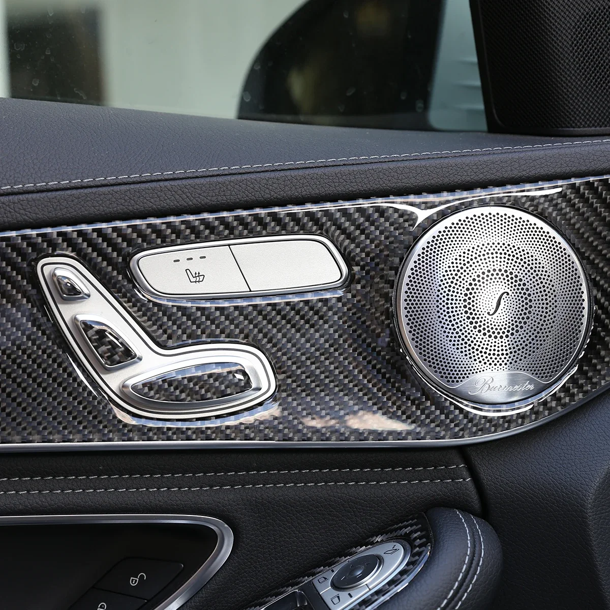 Soft Carbon Fiber For Mercedes-Benz C-Class GLC X253 W205 C180 2014-2020 Car Inner Door Panel Cover Decoration Car Accessories