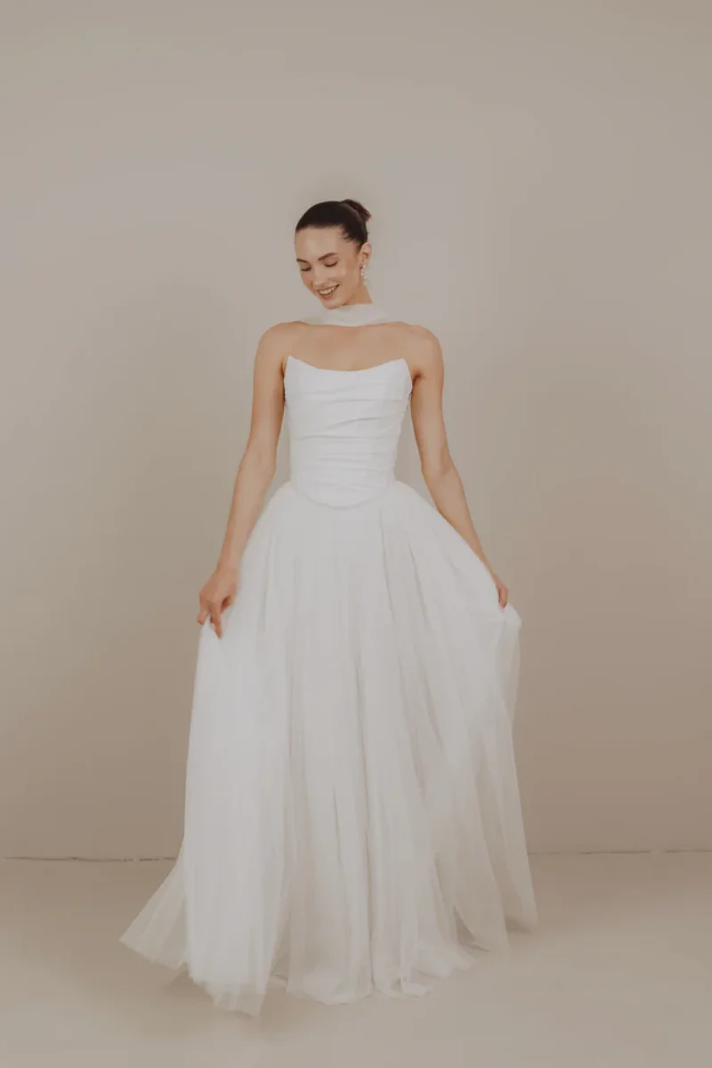 Annie Abiti da ballo bianchi Abiti da sera a trapezio con spalle scoperte in tulle Occasioni speciali Abiti da festa eleganti da donna فسات Бmavera