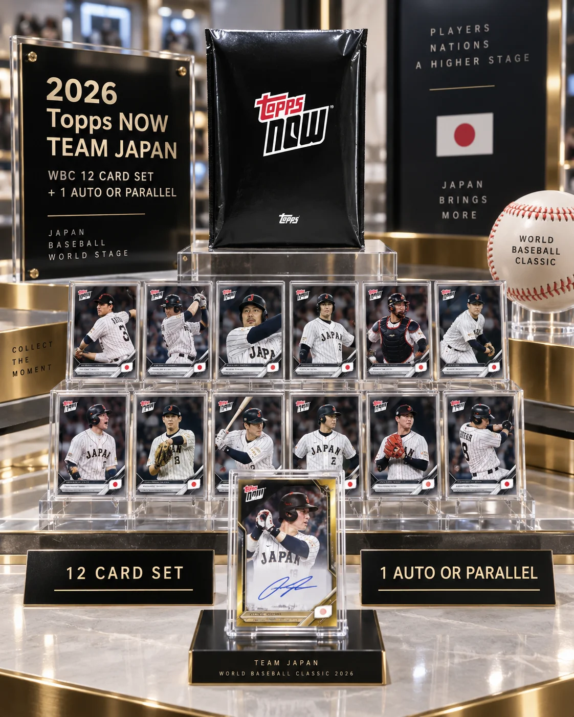 2026 Topps NOW Team Japan WBC Baseball Sealed 12 Card Set, Includes 1 Autograph or Parallel Card, International Baseball Trading Cards for Collectors and Memorabilia Fans