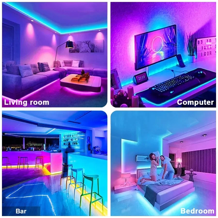 Rgb 5050 luzes de tira led sincronização música ws2812b usb 5v controle remoto fita led lâmpada flexível para sala festa tv mesa decoração do quarto