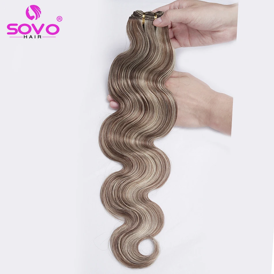 Ombre Hair Bundles P6/613 Body Wave Hair Extensions Remy Brazilian Hair Weave Bundles Double Weft Blonde Highlight For Salon