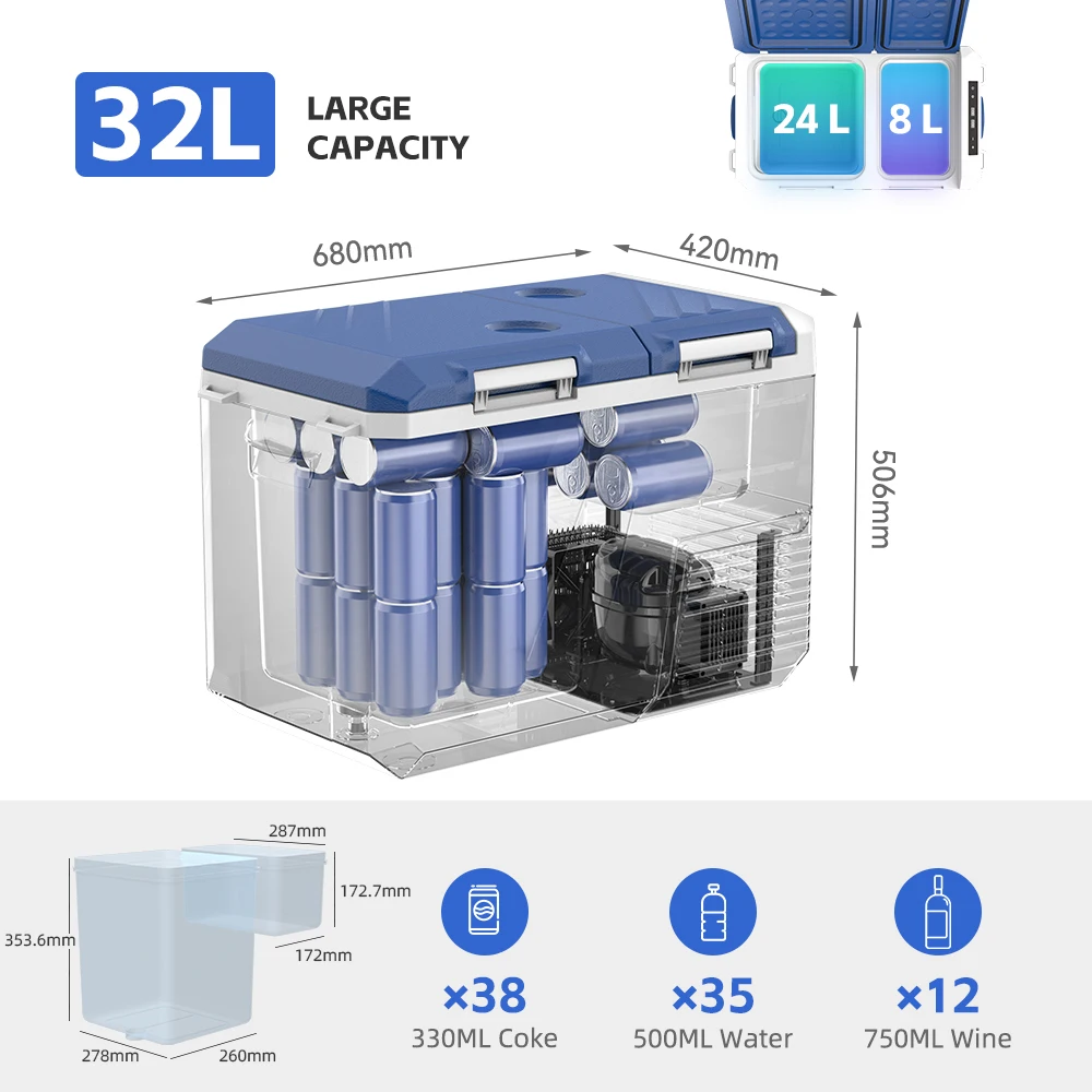 Nuevo Refrigerador de Viaje para Auto Zcamp QXL 2026, Refrigerador/Congelador para Auto de 12/24V, Refrigerador Pequeño de 100-240V para Habitación, Camping, RV, Camión