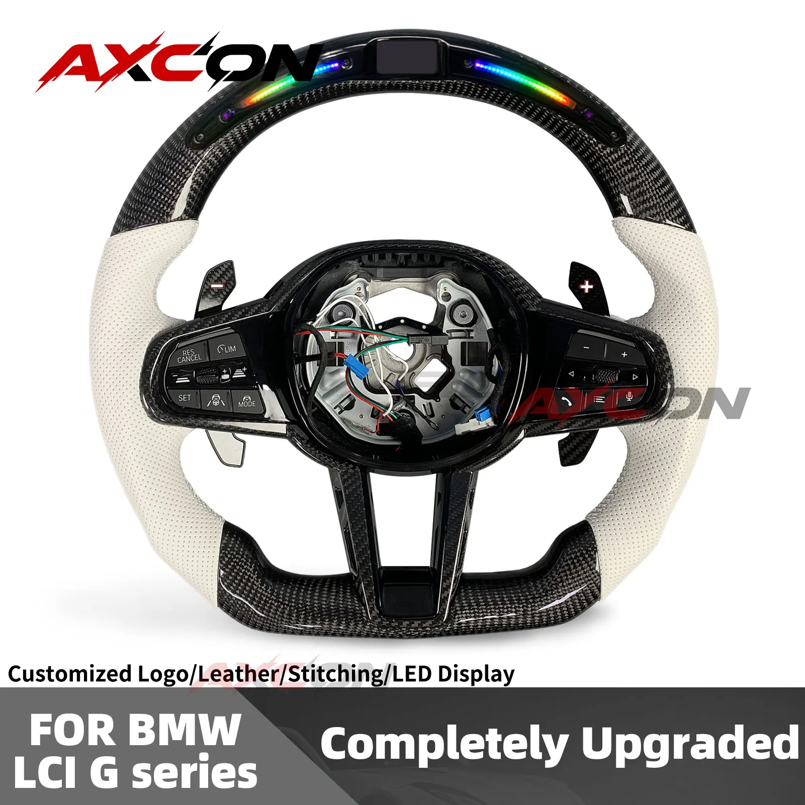 Custom Carbon Fiber Steering Wheel for BMW G Series Upgrade LCI 330e 340i 3 4 5-series X3 X4 X5 X6 X7 G20 G30 M2 M3 M4 M5 M8 Z4