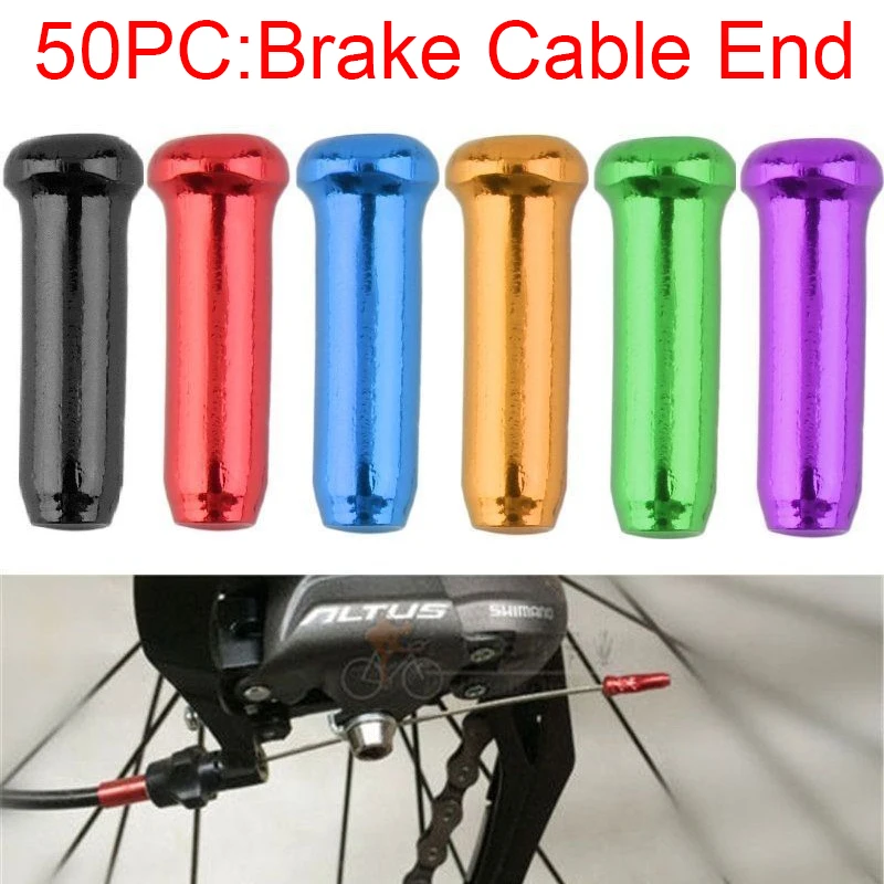 50PC Bicycle Brake Wire End Caps Road Mountain Bike Brake Cable Cap Bike Brake Shift Derailleur Cable Cap Bicycle Part