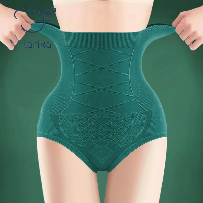 Flarixa High Waist Seamless Women\'s Flat Belly Panties Hip Lift Briefs Breathable Underwear Postpartum Shaper Slim Shaperwear