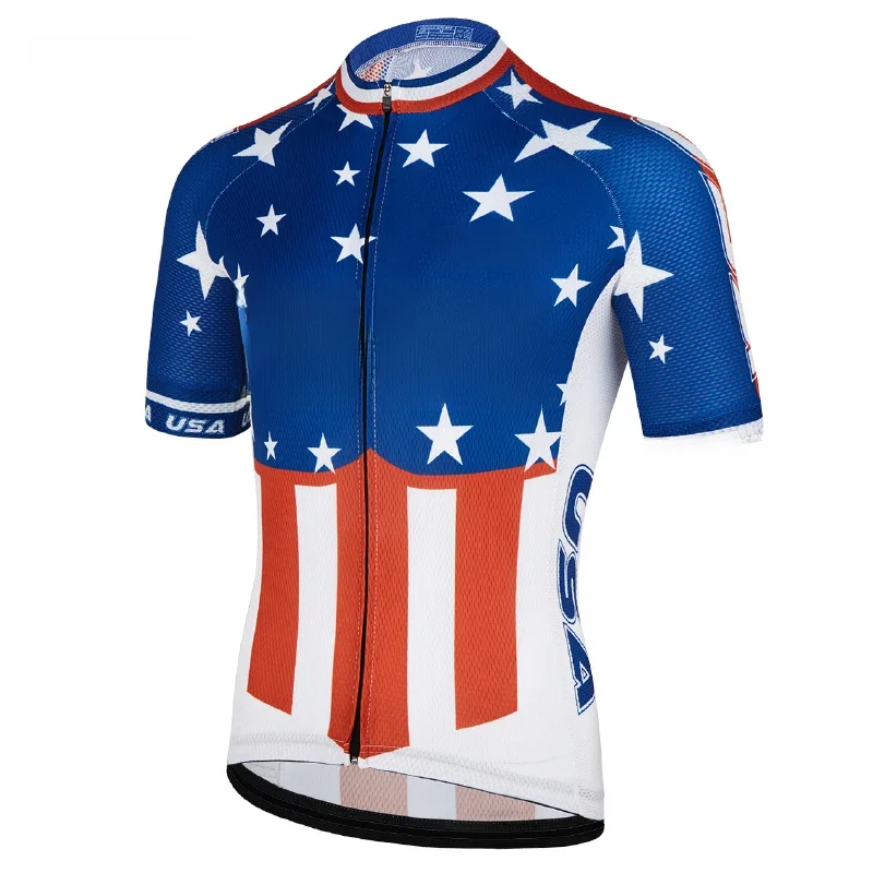 AliExpress KEMALOCE Bike Jersey USA Navy International New American Sport Dirt Outdoor Cycle Uniform Short Sleeve Pro Team Bicycle Clothes