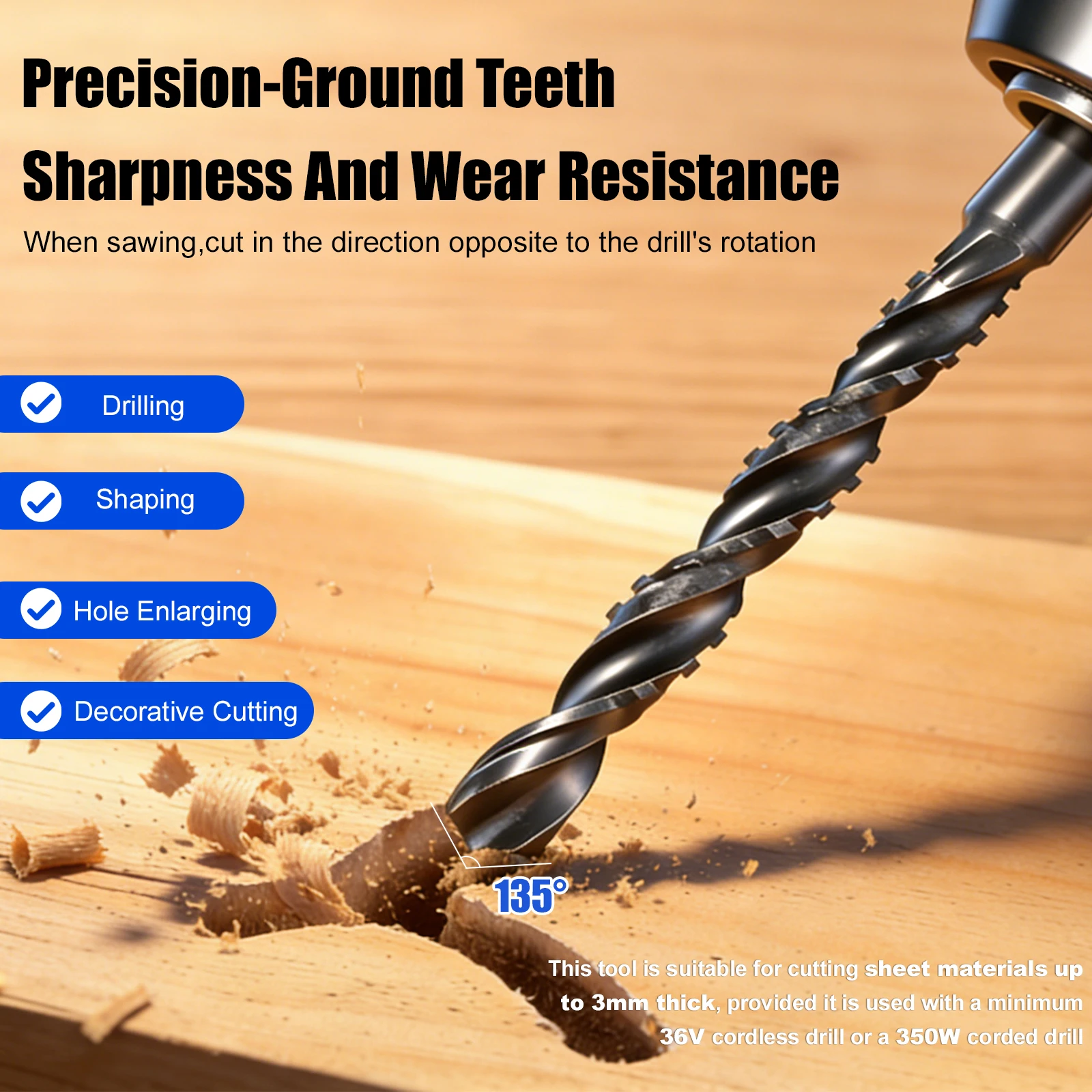 لقمة مثقاب عالمية HSS للحفر وتشكيل التوسيع والقطع الزخرفية بالخشب PVC والمعادن بتصميم متعدد الاستخدامات 4 في 1