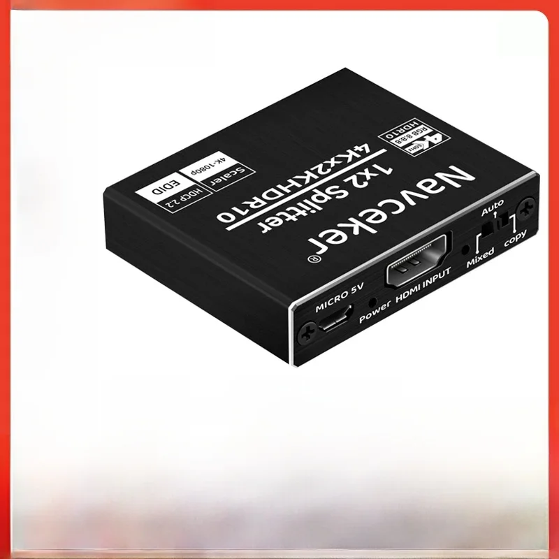 Rozdzielacz HDMI 1x2 4K 60Hz, wzmacniacz i dystrybutor wideo, podwójny wyświetlacz do dekoderów, PC, monitorów, projektorów, laptopów — zdjęcie 2