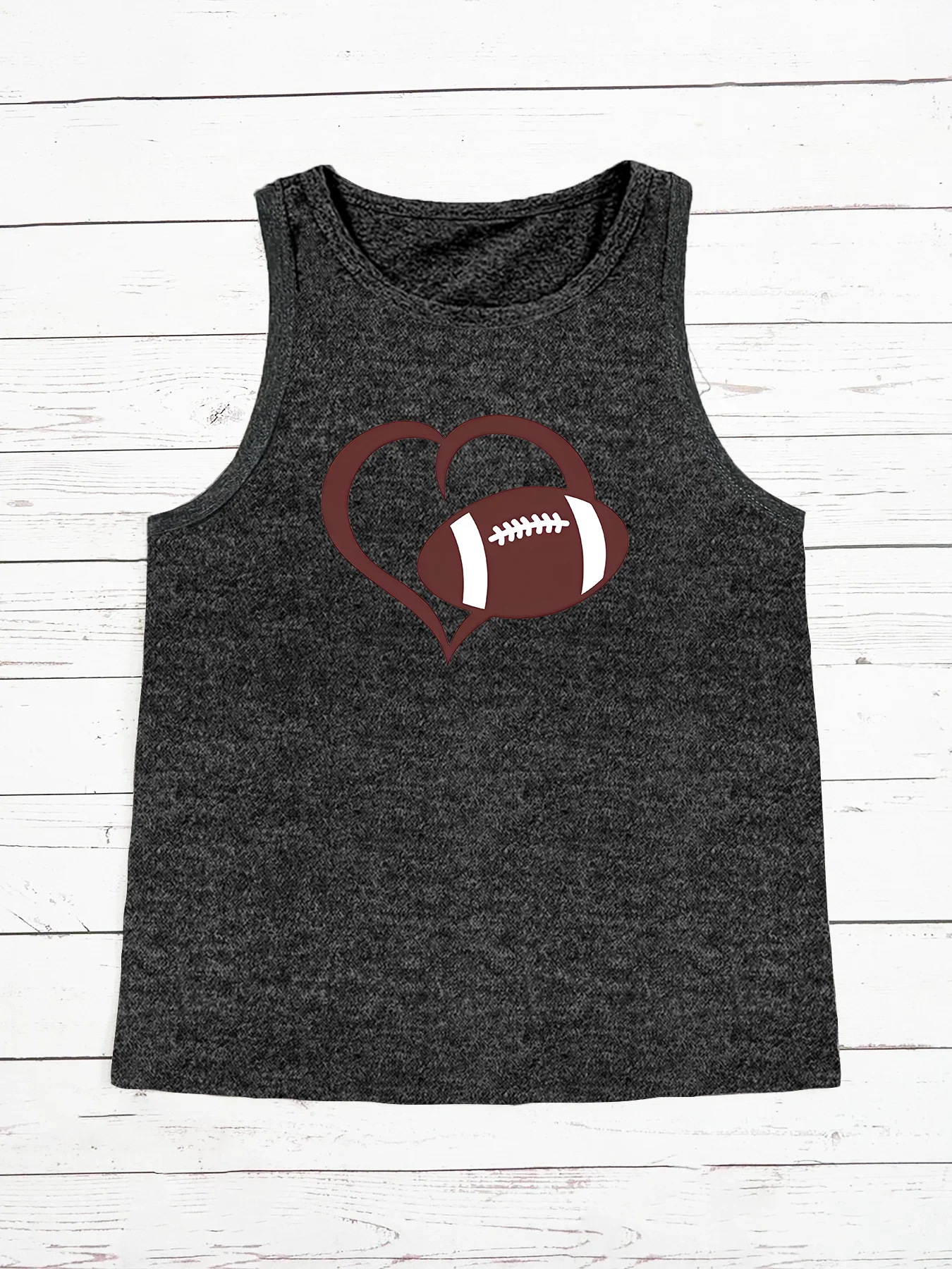 Fun Vintage Heart Football Shape For Vest Lovers Fashion Funny Sports Women's Tank Top Loose O Neck Sleeveless Casual Tank